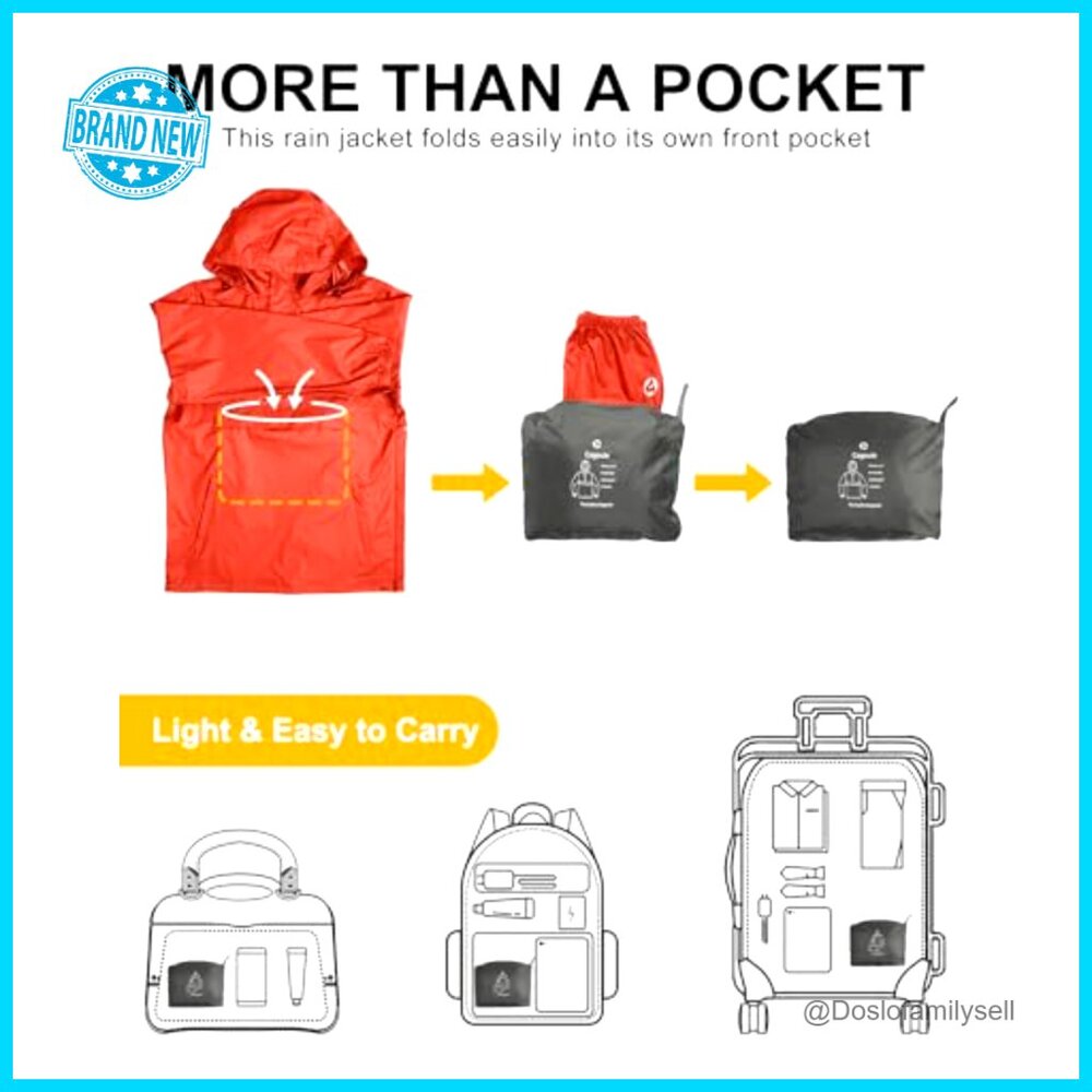 Lightweight Packable Rain Pullover Waterproof Jac… - image 3